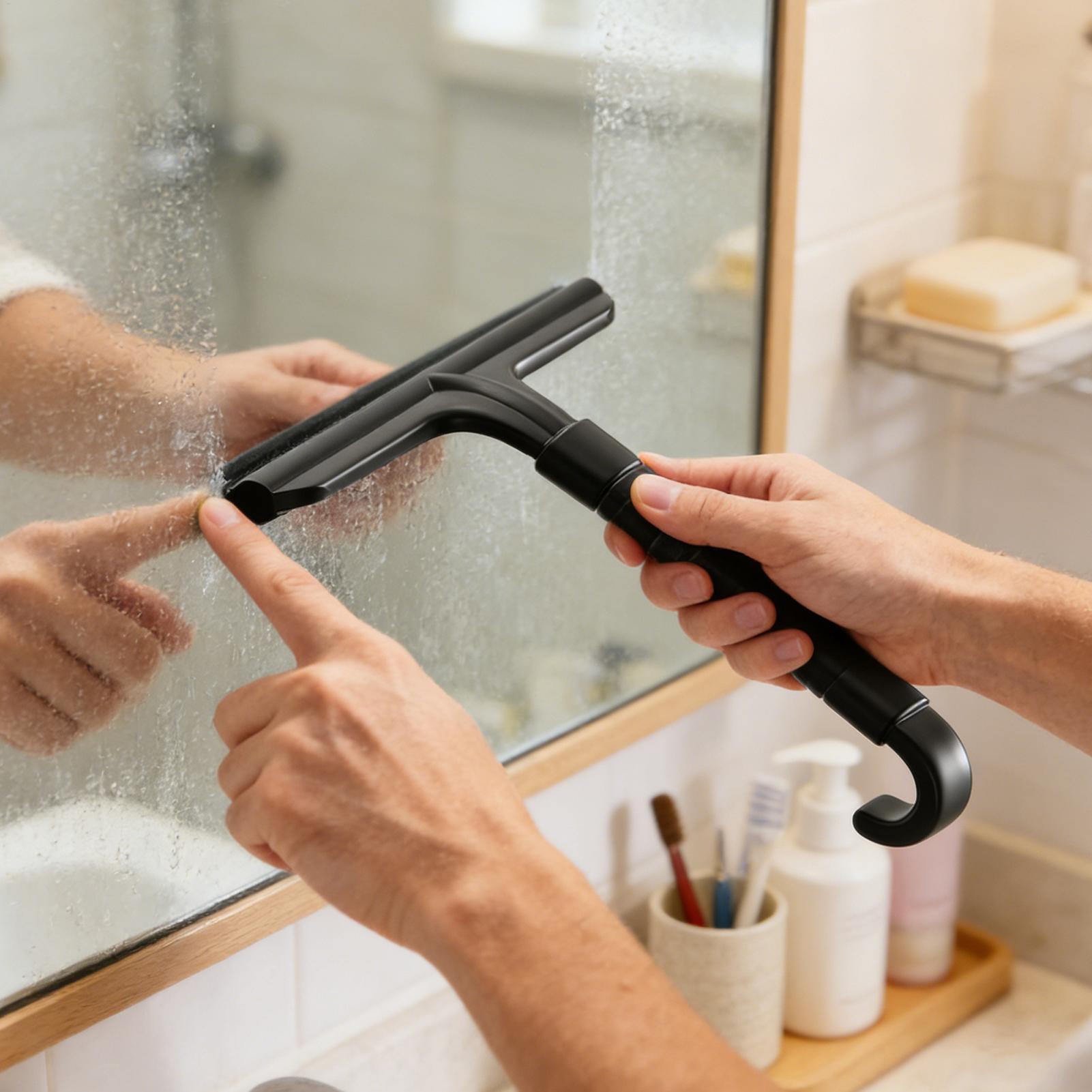 Glass Cleaner Streak - Duschabzieher, Badezimmer-Glastür-Reiniger, Fensterabzieher mit Haken, Streifenfreier